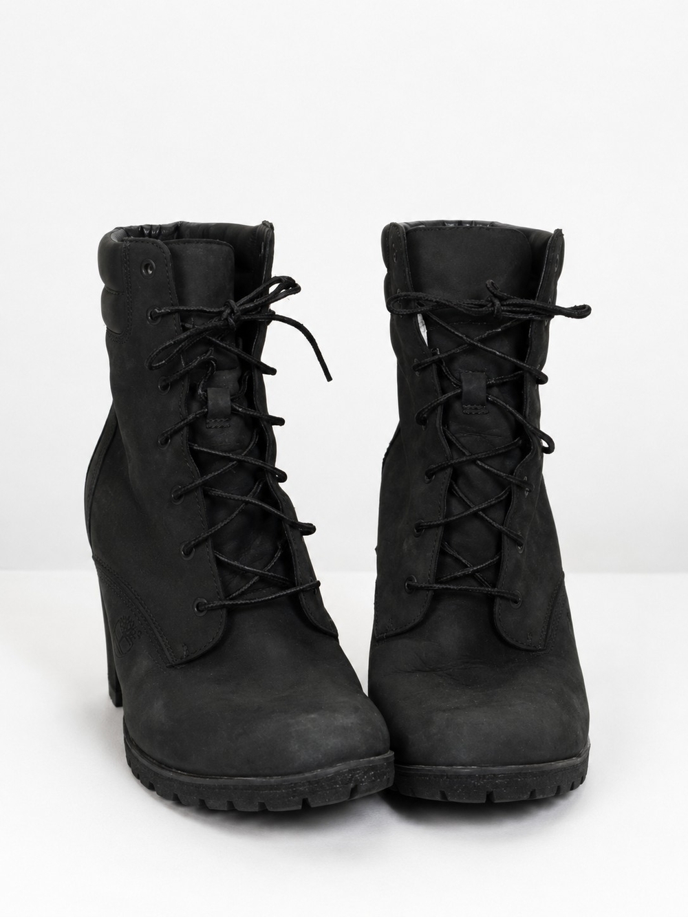 Timberland Black Lace-Up High Heel Ankle Boots for Women